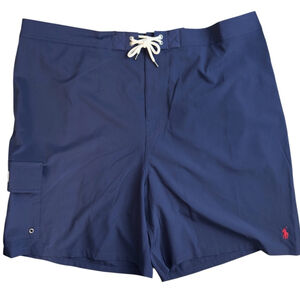 NWT Polo Ralph Lauren Blue With Red Logo‎ Pony Swim Trunks Mens 3XLB Swim Shorts
